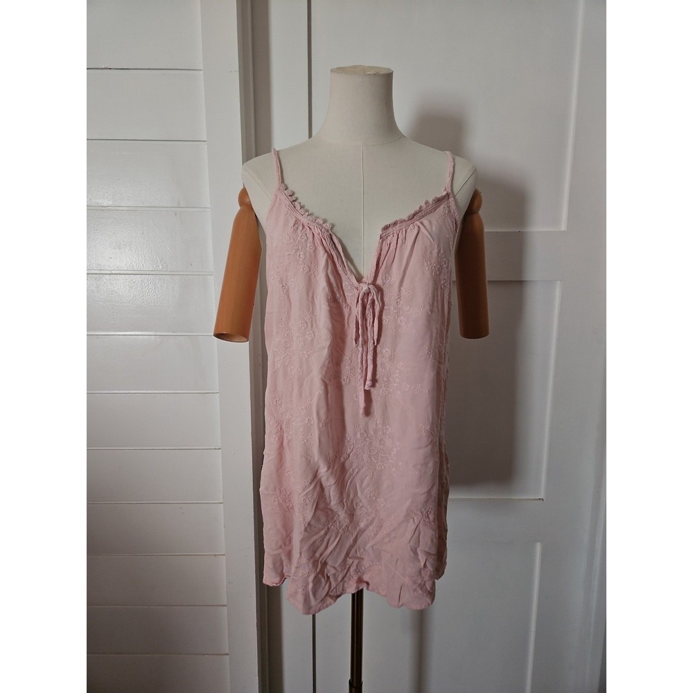 In Bloom by Jonquil Pink Embroidered Lace Chemise Nightgown Size L